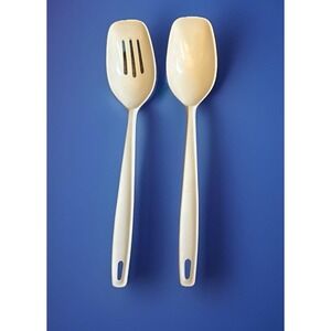 Vtg Foley Nylon‎ Slotted & Solid Basting Serving Spoon Ivory Cream Off White Lot